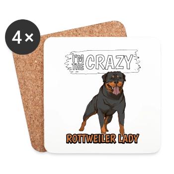 Rottweiler I'm The Crazy Rottweiler Lady - Coasters (set of 4) - white - Front