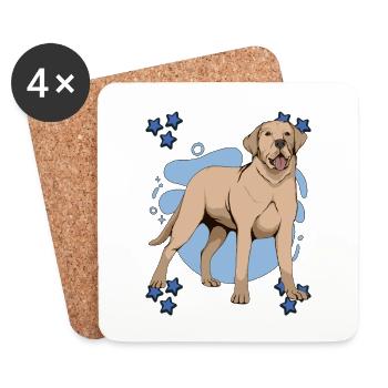 Gelber Labrador Labbi Labrador Blue Design - Untersetzer (4er-Set) - Weiß - Vorne
