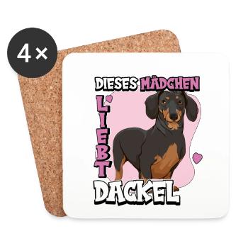 Dackel Dieses Mädchen liebt Dackel - Untersetzer (4er-Set) - Weiß - Vorne