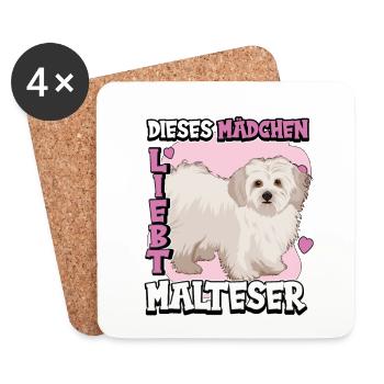 Malteser Dieses Mädchen liebt Malteser - Untersetzer (4er-Set) - Weiß - Vorne