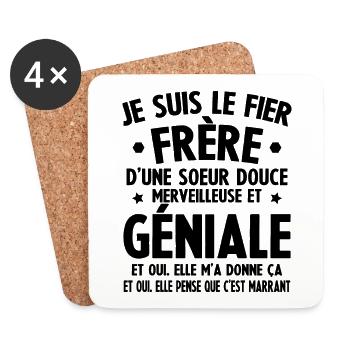 JE SUIS LE FRÈRE D'UNE SŒUR DOUCE - Dessous de verre (lot de 4) - blanc - Devant