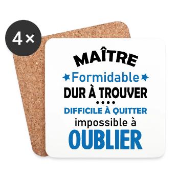 Maître formidable idée cadeau maître d'école - Dessous de verre (lot de 4) - blanc - Devant