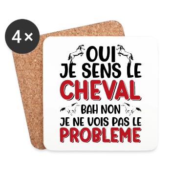 Oui je sens le cheval pas le problème - Dessous de verre (lot de 4) - blanc - Devant