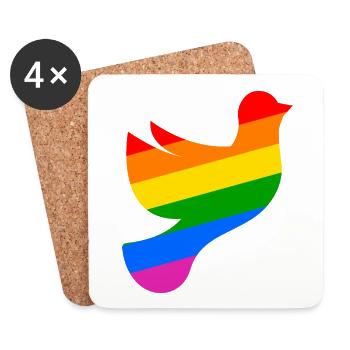LGBTQ Dove of Peace with Rainbow Flag - Coasters (set of 4) - white - Front