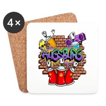 Augsburg Deutschland Stadt Graffiti Sprayer Skater - Untersetzer (4er-Set) - Weiß - Vorne