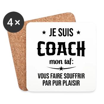 Coach Sportif Humour Entraîneur Idée Cadeau - Dessous de verre (lot de 4) - blanc - Devant