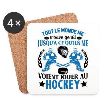Cadeau drôle Voient jouer au Hockey - Dessous de verre (lot de 4) - blanc - Devant