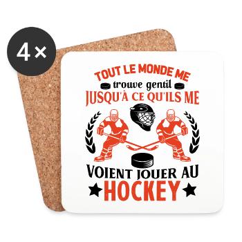 Cadeau drôle Voient jouer au Hockey - Dessous de verre (lot de 4) - blanc - Devant
