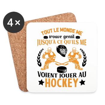 Cadeau drôle Voient jouer au Hockey - Dessous de verre (lot de 4) - blanc - Devant