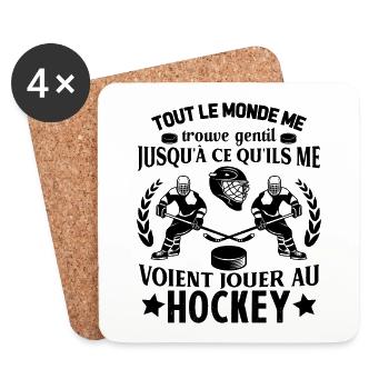 Cadeau drôle Voient jouer au Hockey - Dessous de verre (lot de 4) - blanc - Devant