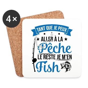 Si je peux aller à la pêche le reste je m'en fish - Dessous de verre (lot de 4) - blanc - Devant