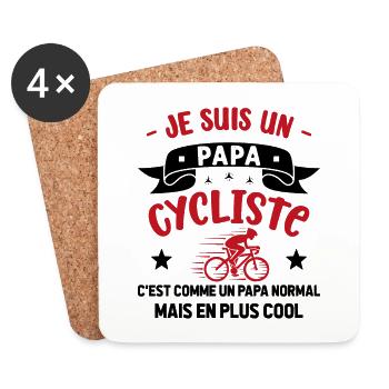 Je suis un Papa Cycliste Humour Vélo - Dessous de verre (lot de 4) - blanc - Devant