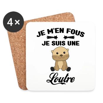 Je M'en Fous Je Suis Une Loutre Humour Cadeau - Dessous de verre (lot de 4) - blanc - Devant