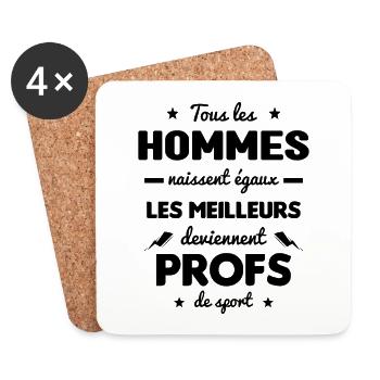 Les meilleurs hommes deviennent profs de sport - Dessous de verre (lot de 4) - blanc - Devant