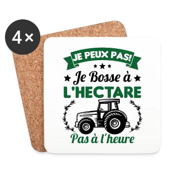 Je peux pas! Je bosse à l'hectare pas à l'heure - Dessous de verre (lot de 4) - blanc - Devant
