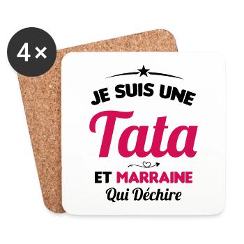 Je Suis Une Tata et Marraine Qui Déchire - Dessous de verre (lot de 4) - blanc - Devant