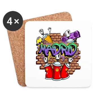 Madrid Spanien Stadt Graffiti Sprayer Skater - Untersetzer (4er-Set) - Weiß - Vorne