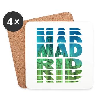 Madrid Espagne Ville Skyline Accueil Amour - Dessous de verre (lot de 4) - blanc - Devant