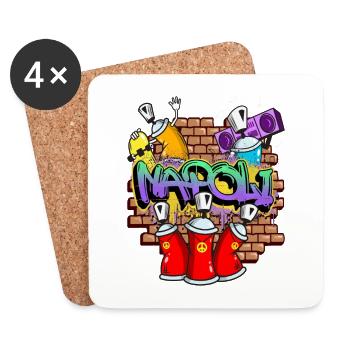 Naples Italy Graffiti Spray Sprayer Spray Cans - Coasters (set of 4) - white - Front