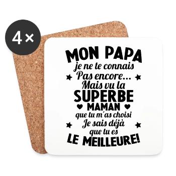 Annonce grossesse Cadeau Futur Papa Future Maman - Dessous de verre (lot de 4) - blanc - Devant