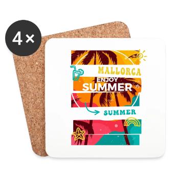 Mallorca Sommer Sonne Strand Meer Palmen Urlaub - Untersetzer (4er-Set) - Weiß - Vorne