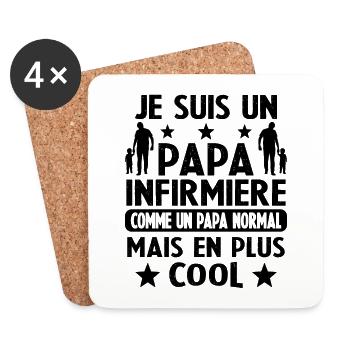 Un Papa Infirmier Comme Papa Normal en Plus Cool - Dessous de verre (lot de 4) - blanc - Devant