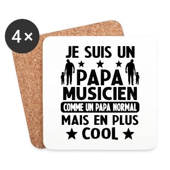 Un Papa Musicien Comme Un Papa Plus Cool - Dessous de verre (lot de 4) - blanc - Devant
