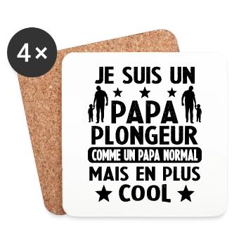 Un Papa Plongeur Comme Papa Normal Mais Plus Cool - Dessous de verre (lot de 4) - blanc - Devant