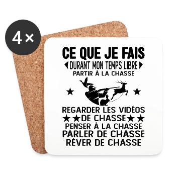 Ce Que Je Fais Pendant Mon Temps Libre la Chasse - Dessous de verre (lot de 4) - blanc - Devant