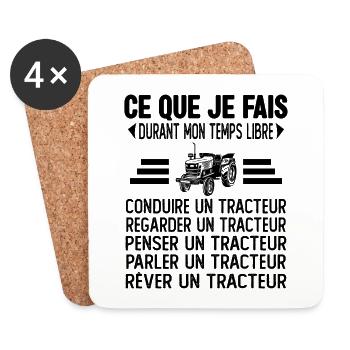 Ce Que Je fais Pendant Mon Temps libre Tracteur - Dessous de verre (lot de 4) - blanc - Devant