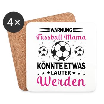 Avertissement Football Maman va crier fort - Dessous de verre (lot de 4) - blanc - Devant