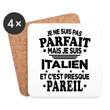 Je ne suis pas parfait mais je suis Italien - Dessous de verre (lot de 4) - blanc - Devant