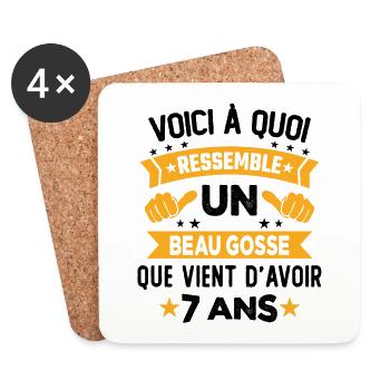 Voici à Quoi Ressemble Un Beau Gosse 7 ans - Dessous de verre (lot de 4) - blanc - Devant
