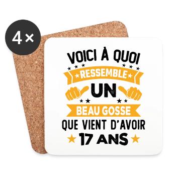 Voici à Quoi Ressemble Un Beau Gosse 17 ans Cadeau - Dessous de verre (lot de 4) - blanc - Devant