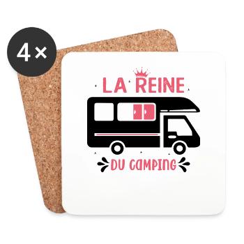 La Reine Du Camping Campeuse - Dessous de verre (lot de 4) - blanc - Devant