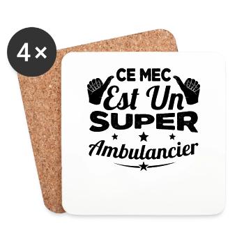 Ce Mec Est Un Super Ambulancier - Dessous de verre (lot de 4) - blanc - Devant