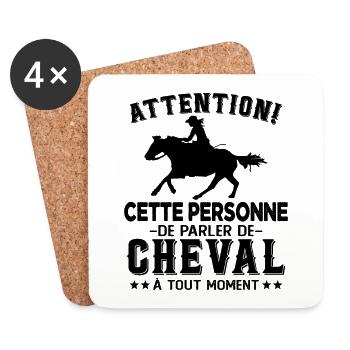 Cette Personne Risque Parler De Cheval Tout Moment - Dessous de verre (lot de 4) - blanc - Devant