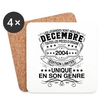 Les légendes sont nées en Décembre 2004 Cadeau - Dessous de verre (lot de 4) - blanc - Devant