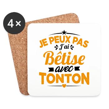 JE PEUX PAS J'AI BETISE AVEC TONTON - Dessous de verre (lot de 4) - blanc - Devant