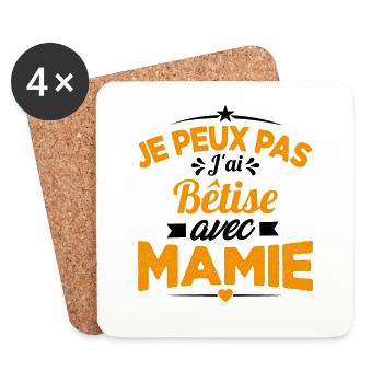Je peux pas j'ai bêtise avec mamie Cadeau - Dessous de verre (lot de 4) - blanc - Devant