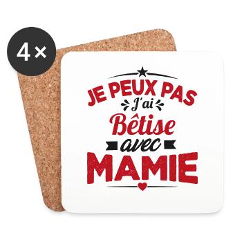 Je peux pas j'ai bêtise avec mamie Cadeau - Dessous de verre (lot de 4) - blanc - Devant