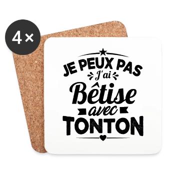 JE PEUX PAS J'AI BETISE AVEC TONTON - Dessous de verre (lot de 4) - blanc - Devant