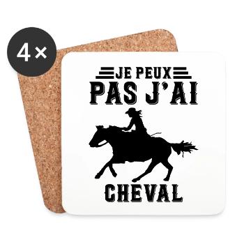 Je Peux Pas J'ai Cheval Équitation Cavalier Poney - Dessous de verre (lot de 4) - blanc - Devant