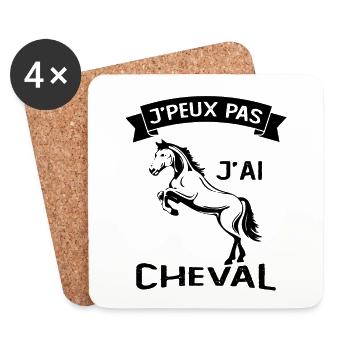 Je Peux Pas J'ai Cheval Équitation Cavalier Poney - Dessous de verre (lot de 4) - blanc - Devant