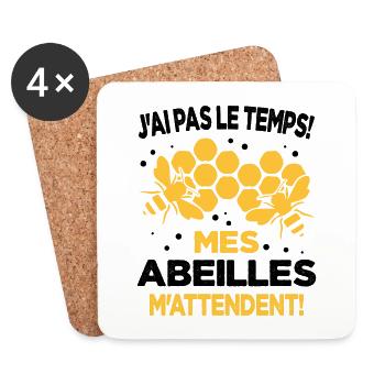 Mes Abeilles M'attendent Apiculteur Abeille Cadeau - Dessous de verre (lot de 4) - blanc - Devant