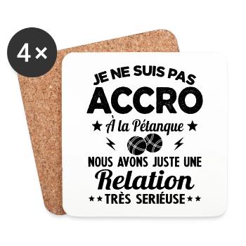 Pas accro à la pétanque - Relation sérieuse - Dessous de verre (lot de 4) - blanc - Devant