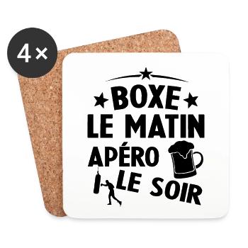 Boxe Le Matin Et Apéro Le Soir Boxing Sport - Dessous de verre (lot de 4) - blanc - Devant