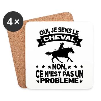 Oui Je Sens Le Cheval non ce n est pas un problème - Dessous de verre (lot de 4) - blanc - Devant