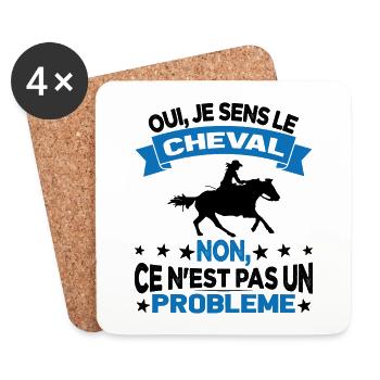 Oui Je Sens Le Cheval non ce n est pas un problème - Dessous de verre (lot de 4) - blanc - Devant