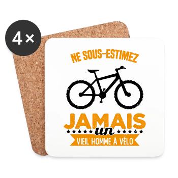 Ne Sous Estimez Jamais Un Vieil Homme À Vélo - Dessous de verre (lot de 4) - blanc - Devant